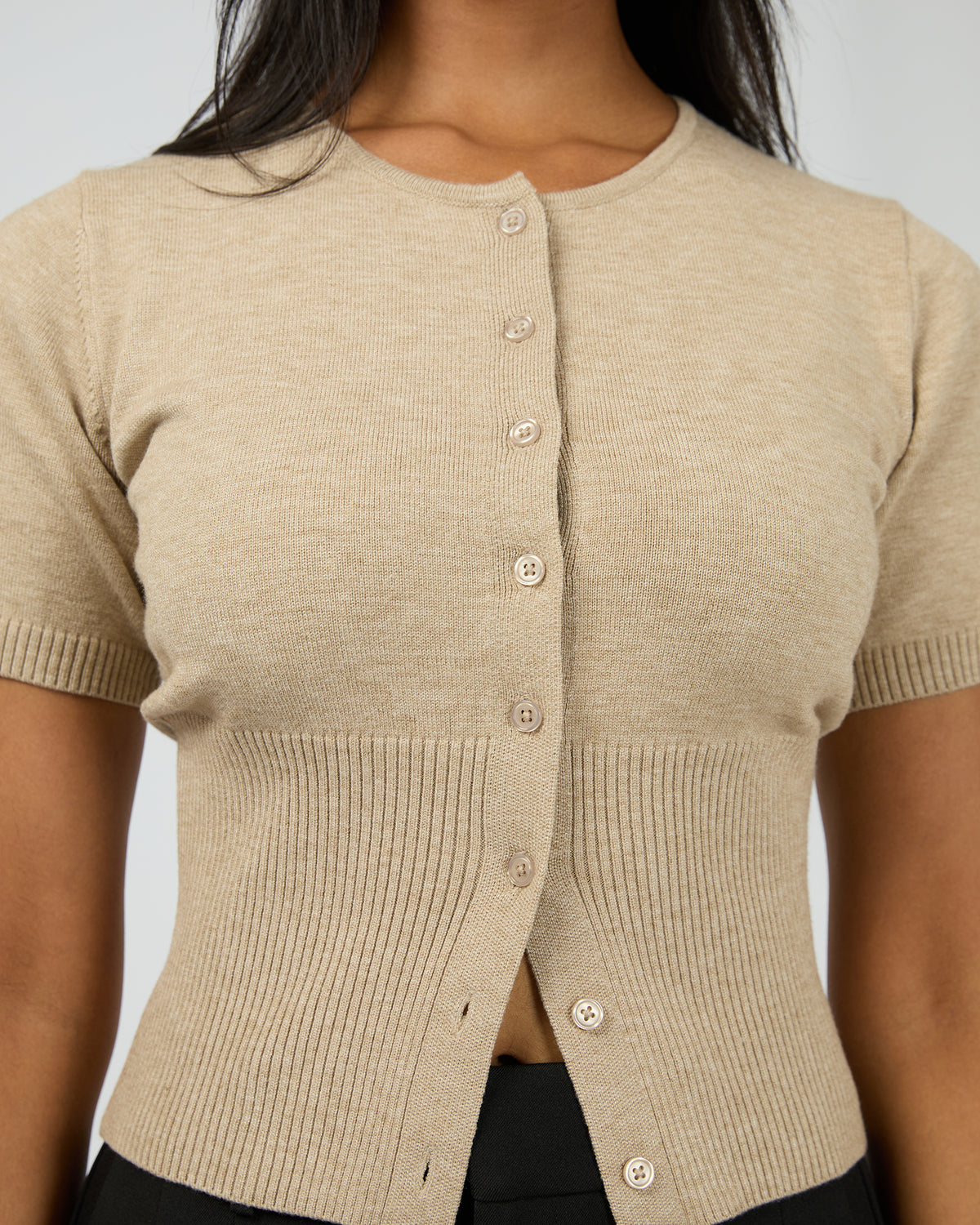 Patricia S/S Cardigan Oatmeal