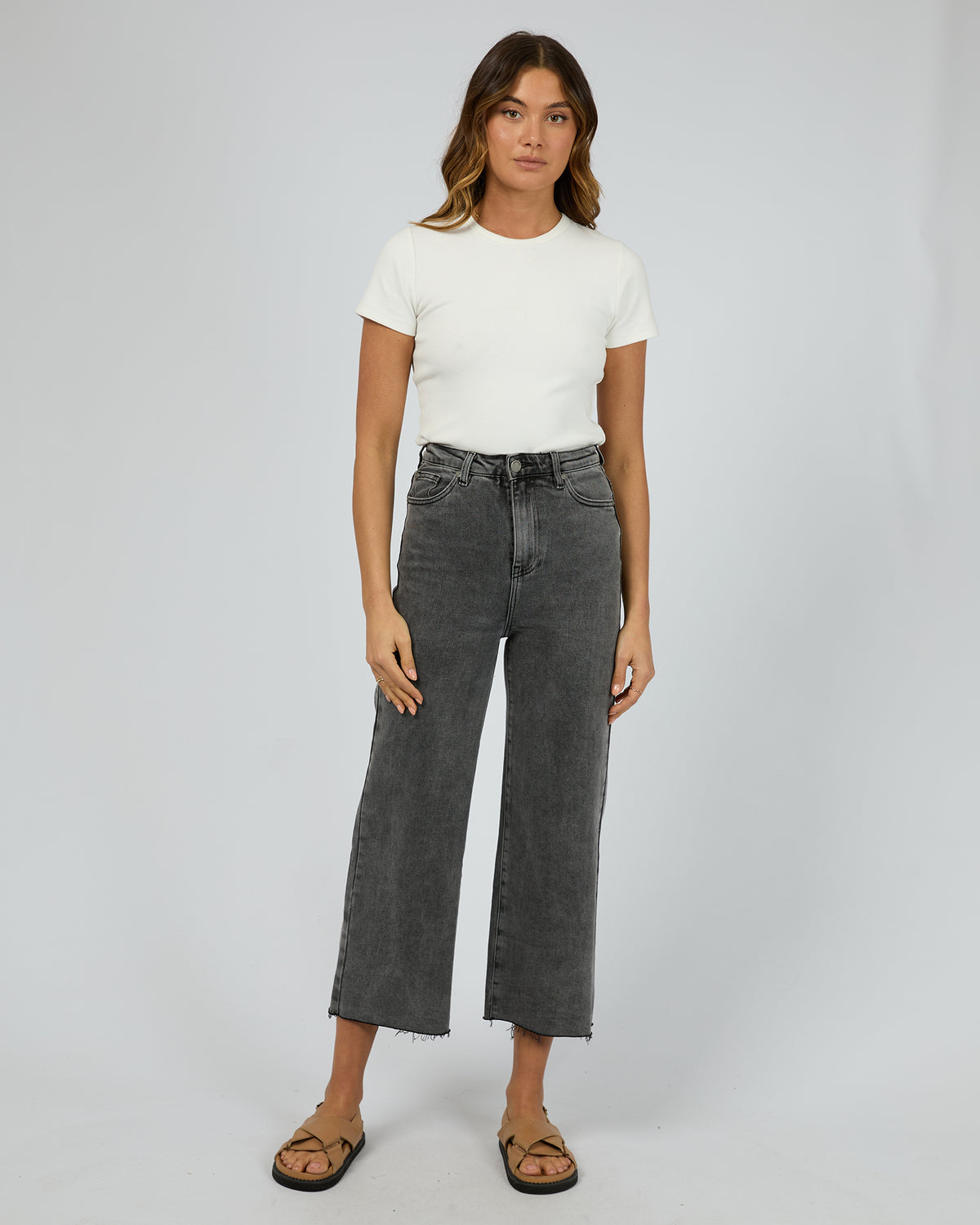 Charlie High Rise Wide Leg Jean Washed Black