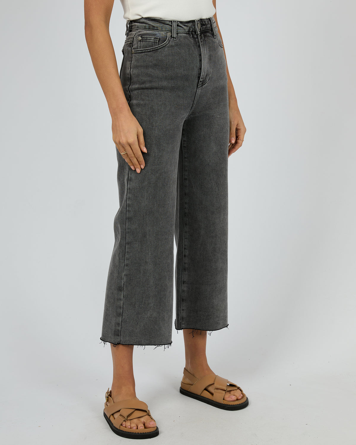 Charlie High Rise Wide Leg Jean Washed Black