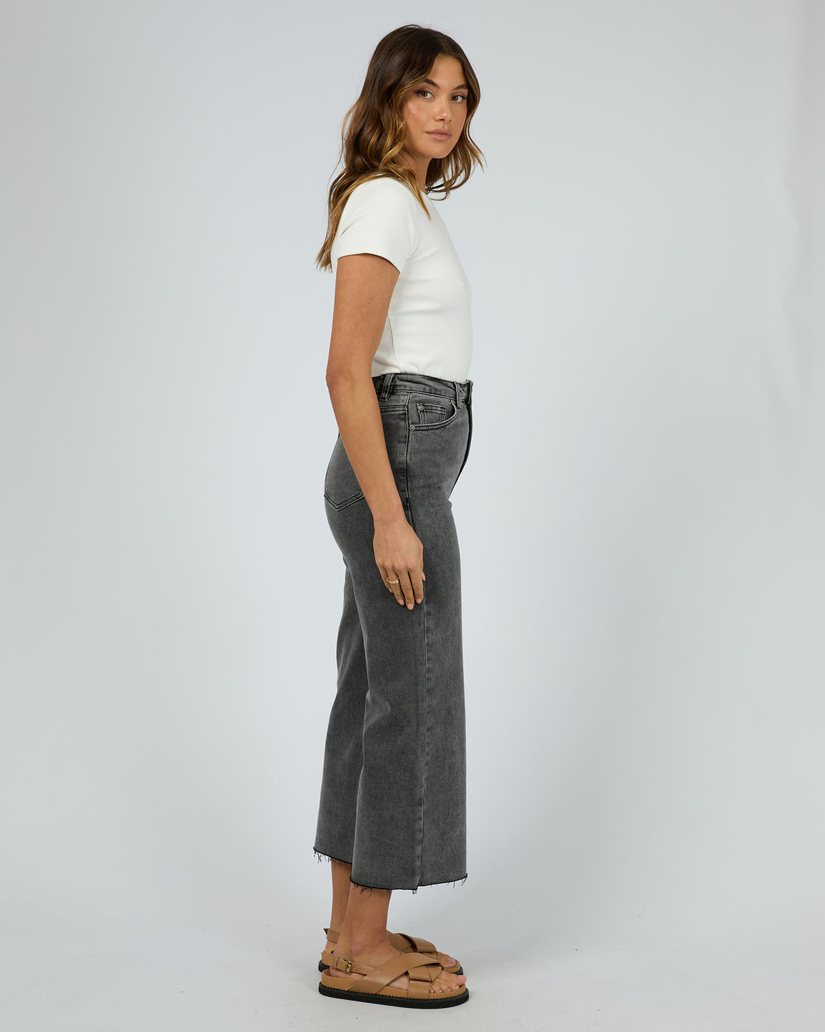 Charlie High Rise Wide Leg Jean Washed Black