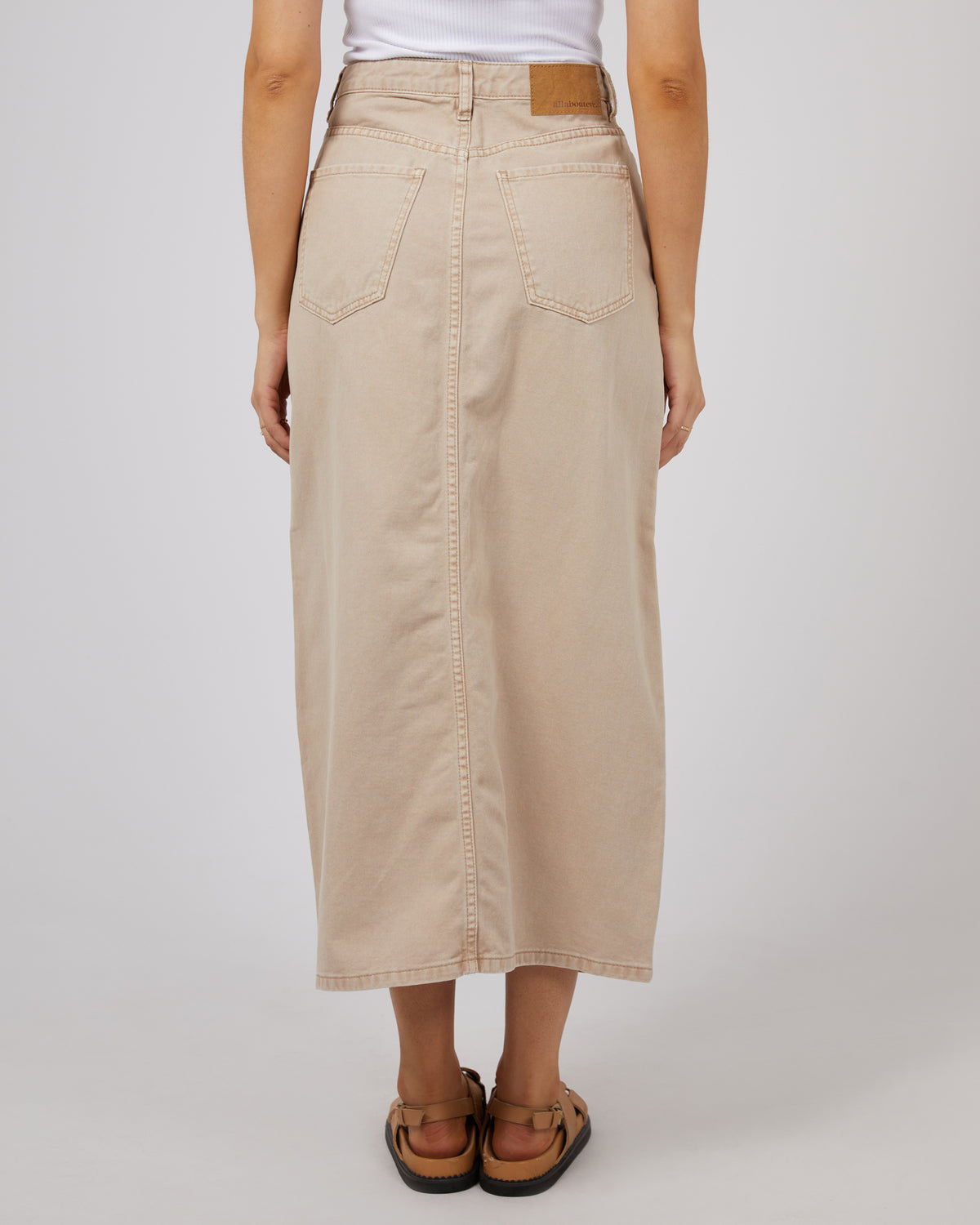 Pia Denim Maxi Skirt Beige