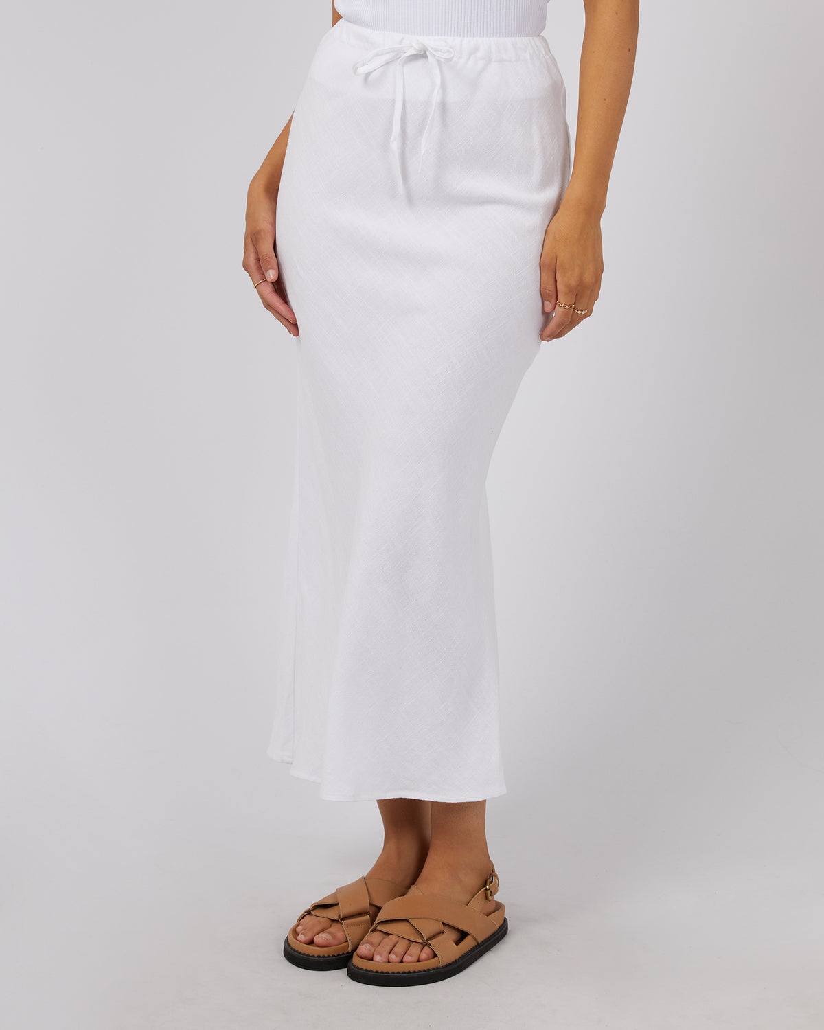 Luxe Linen Maxi Skirt Vintage White