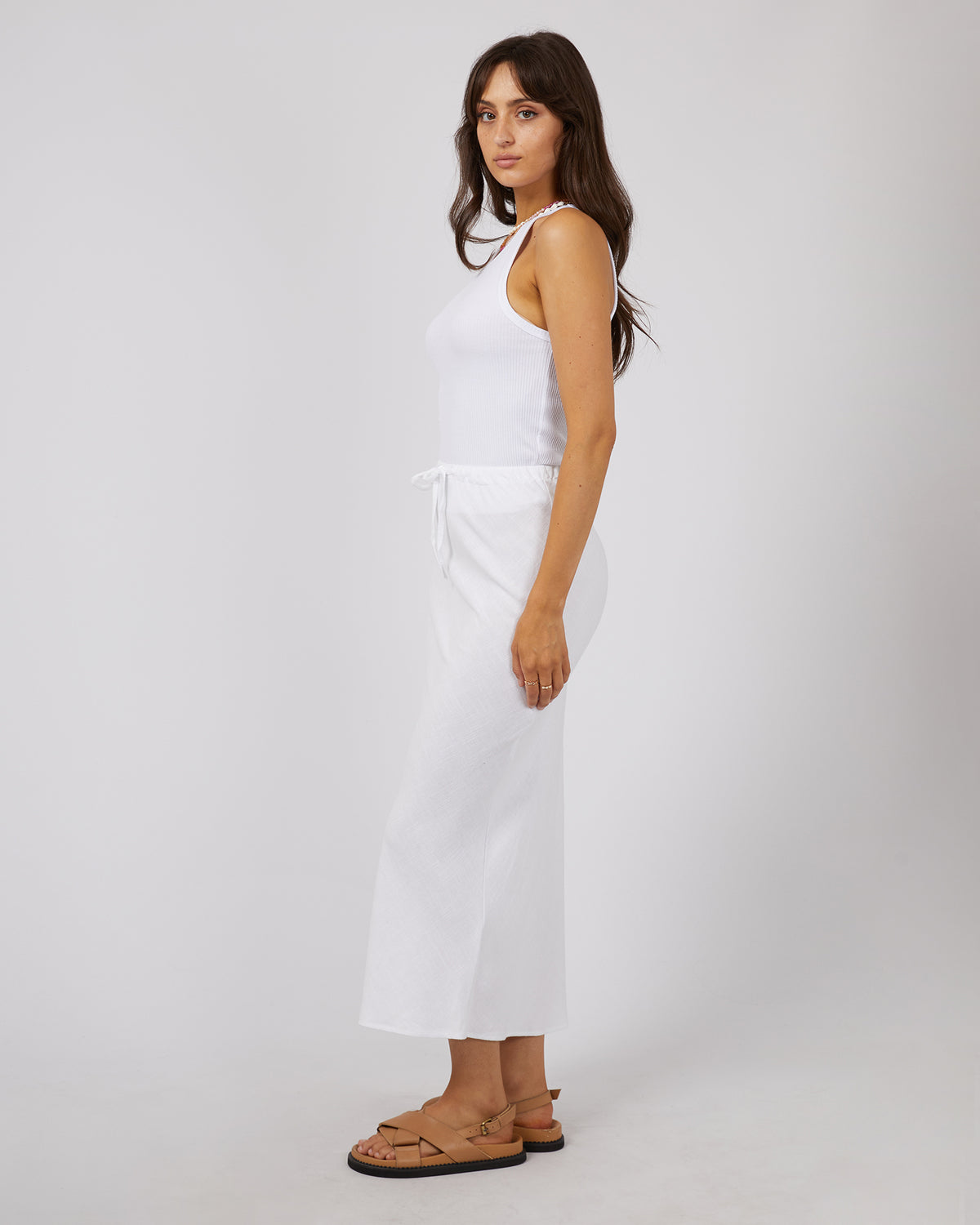 Luxe Linen Maxi Skirt Vintage White