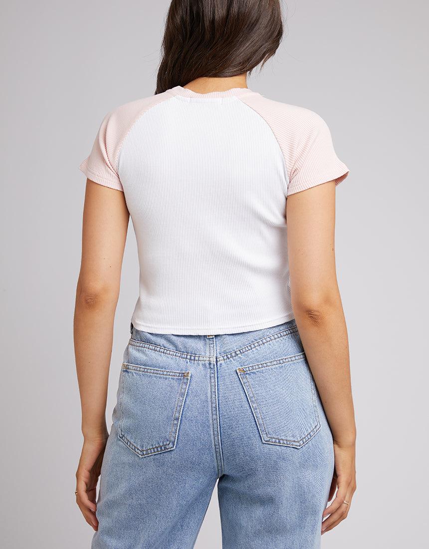 All About Eve-Eve Ringer Rib Tee Pale Pink-Edge Clothing