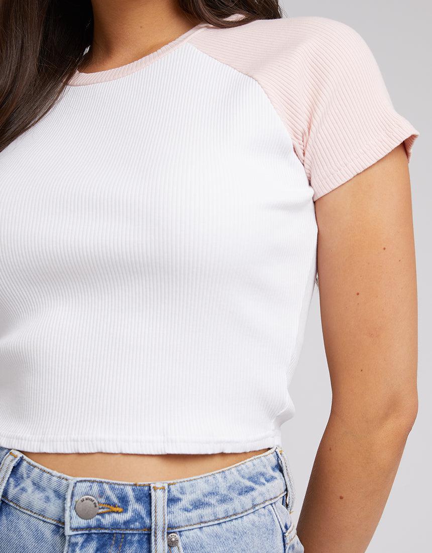 All About Eve-Eve Ringer Rib Tee Pale Pink-Edge Clothing