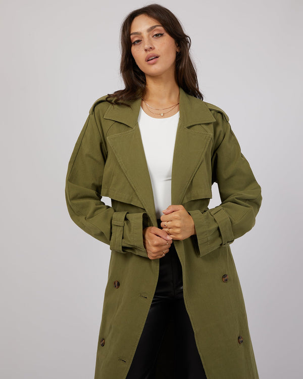 Eve Trench Coat Khaki - Edge Clothing