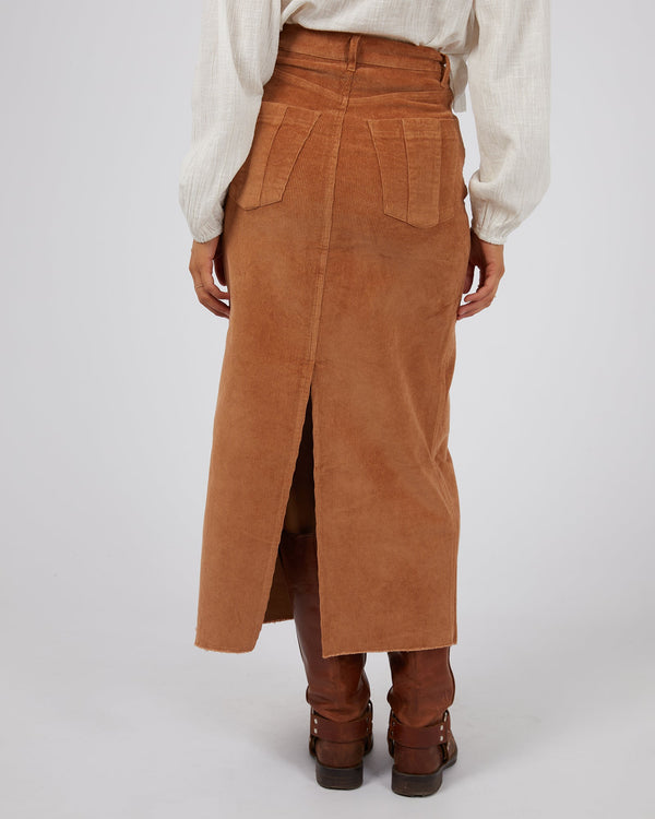 Huntley Cord Maxi Skirt Tan - Edge Clothing