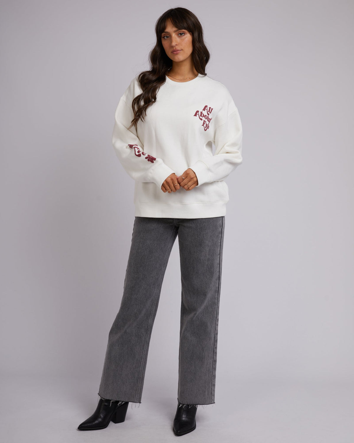 All About Eve-Julia Oversized Crew Vintage White-Edge Clothing