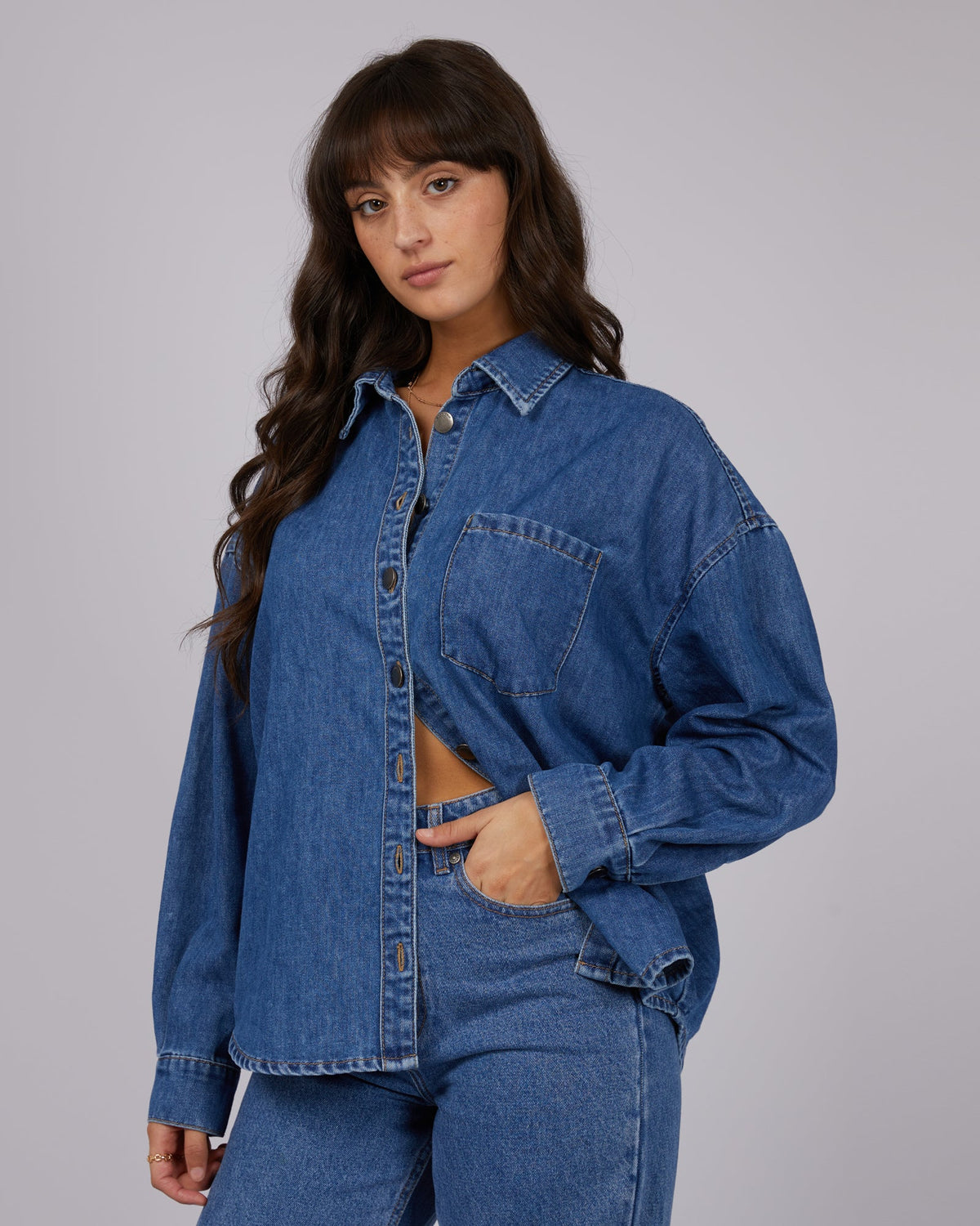 All About Eve-Maci Denim Shirt Heritage Blue-Edge Clothing