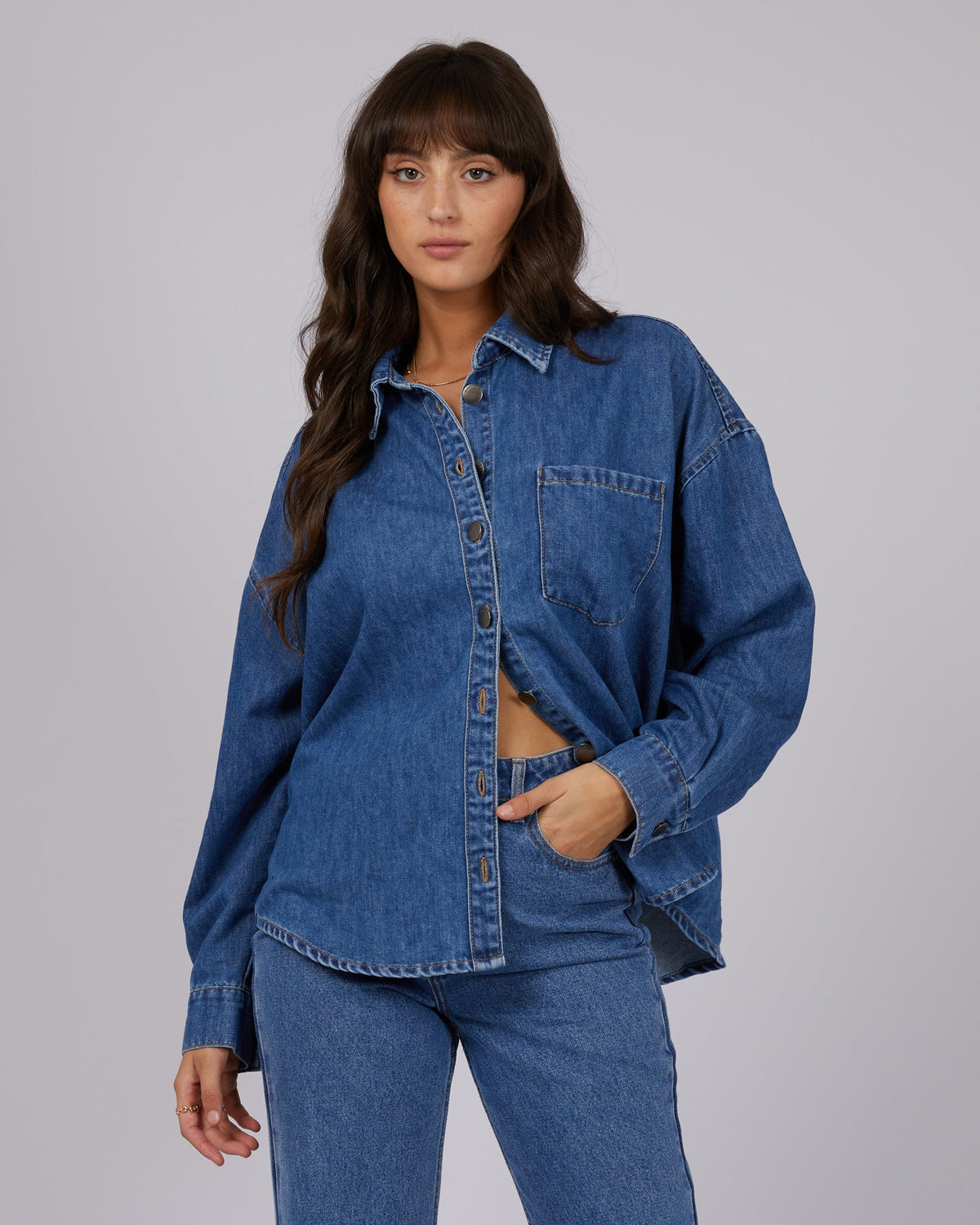 All About Eve-Maci Denim Shirt Heritage Blue-Edge Clothing