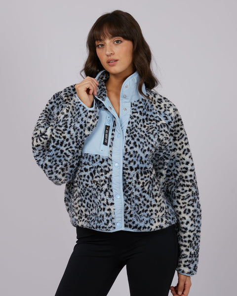 Leopard Contrast Teddy Shacket newest with Pockets