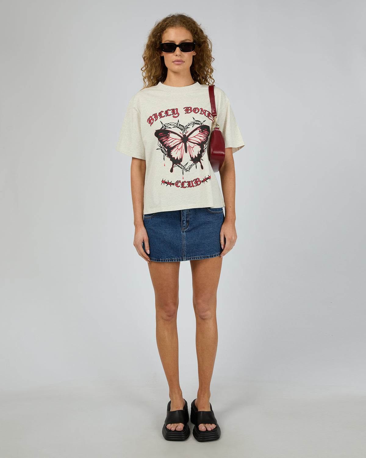 Barbed Butterfly Box Tee Snow Marle