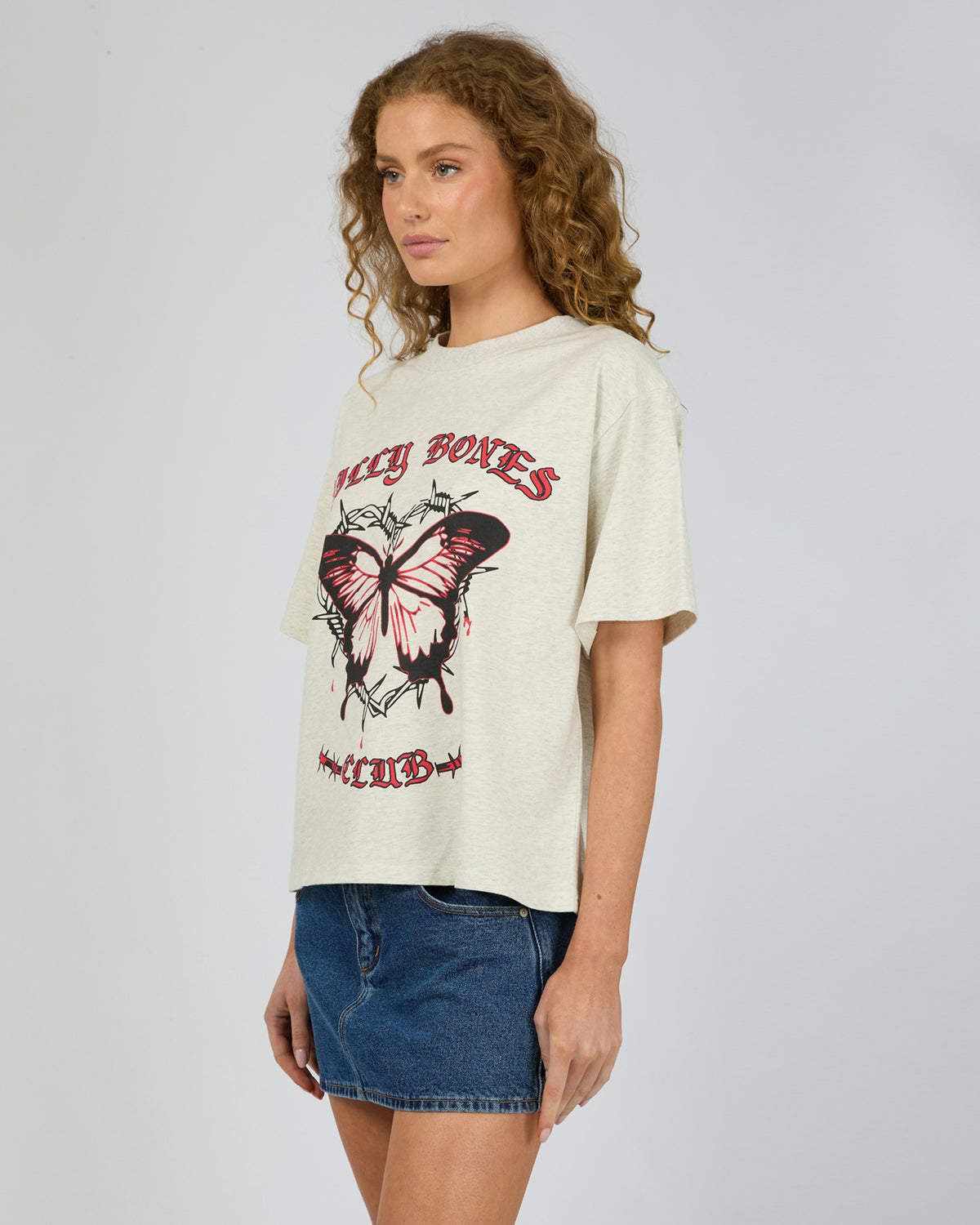 Barbed Butterfly Box Tee Snow Marle