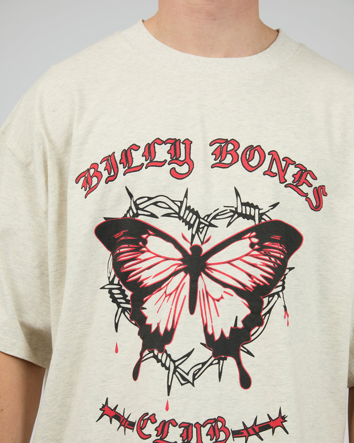 Barbed Butterfly Box Tee Snow Marle