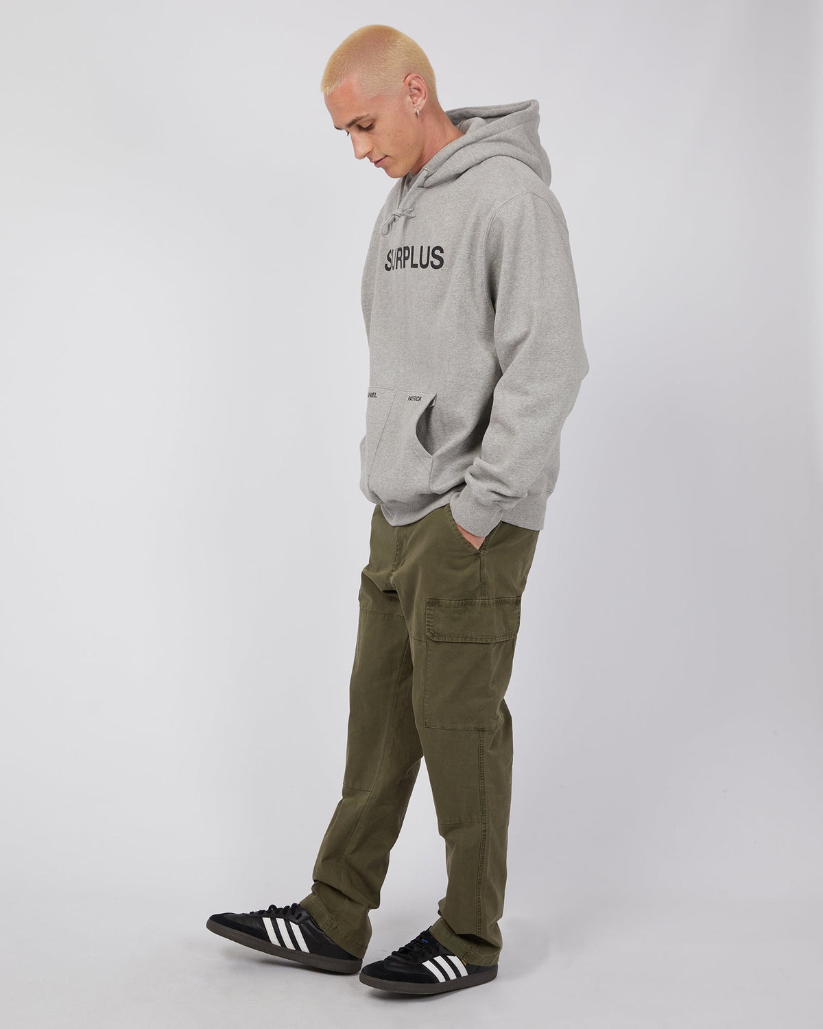 Daniel Patrick-Surplus Logo Hoodie Heather Grey-Edge Clothing