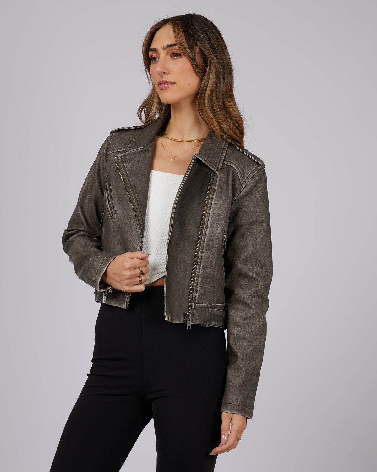 Jorge-Larrisa Moto Jacket Brown-Edge Clothing