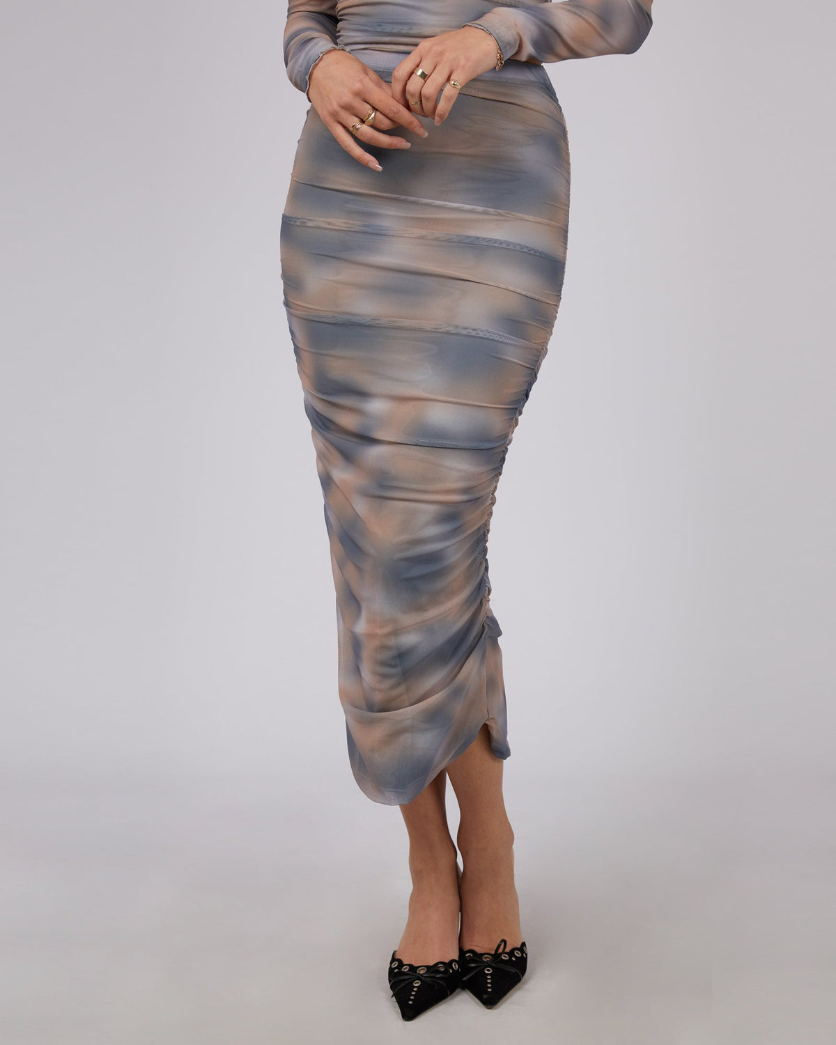 Jorge-Portia Ruched Maxi Skirt Print-Edge Clothing