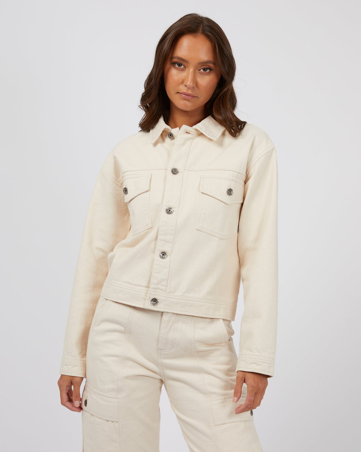 Silent Theory Ladies-Dove Cropped Jacket Beige-Edge Clothing