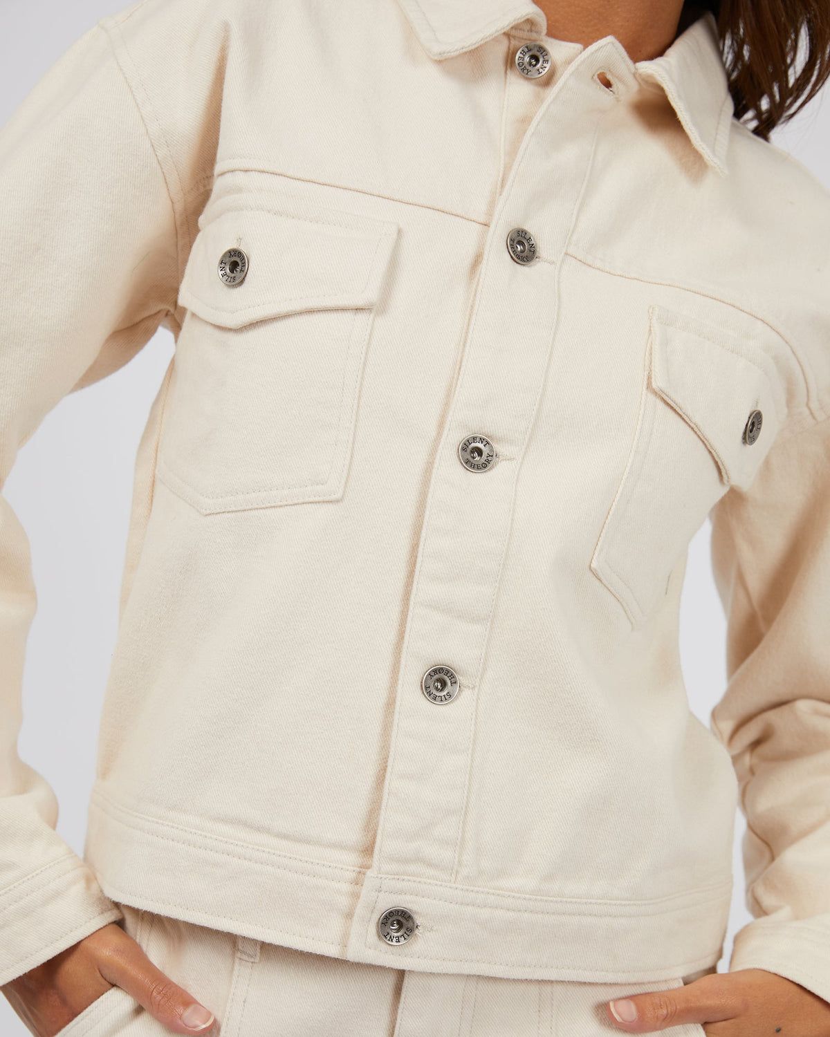 Silent Theory Ladies-Dove Cropped Jacket Beige-Edge Clothing