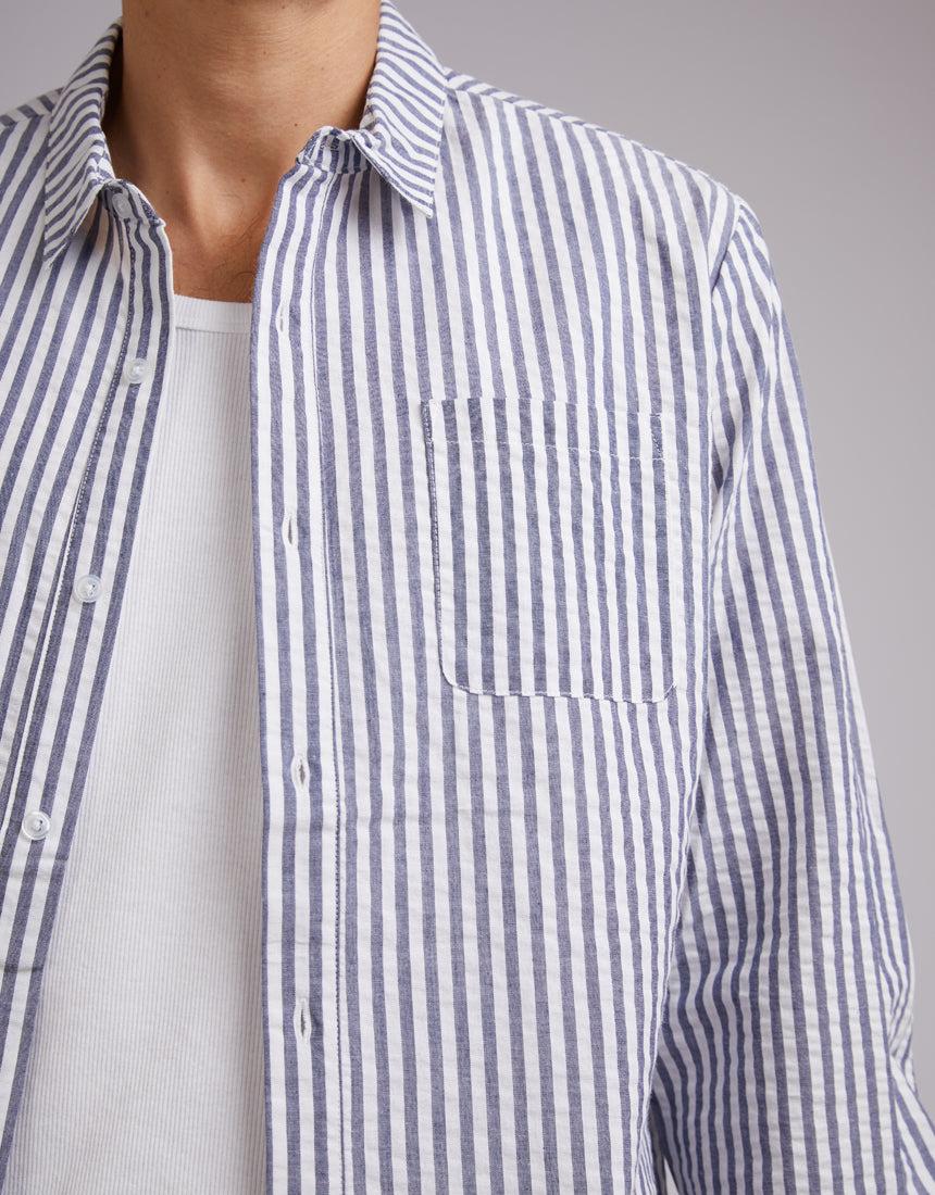 Silent Theory-Stripe Ls Shirt White-Edge Clothing