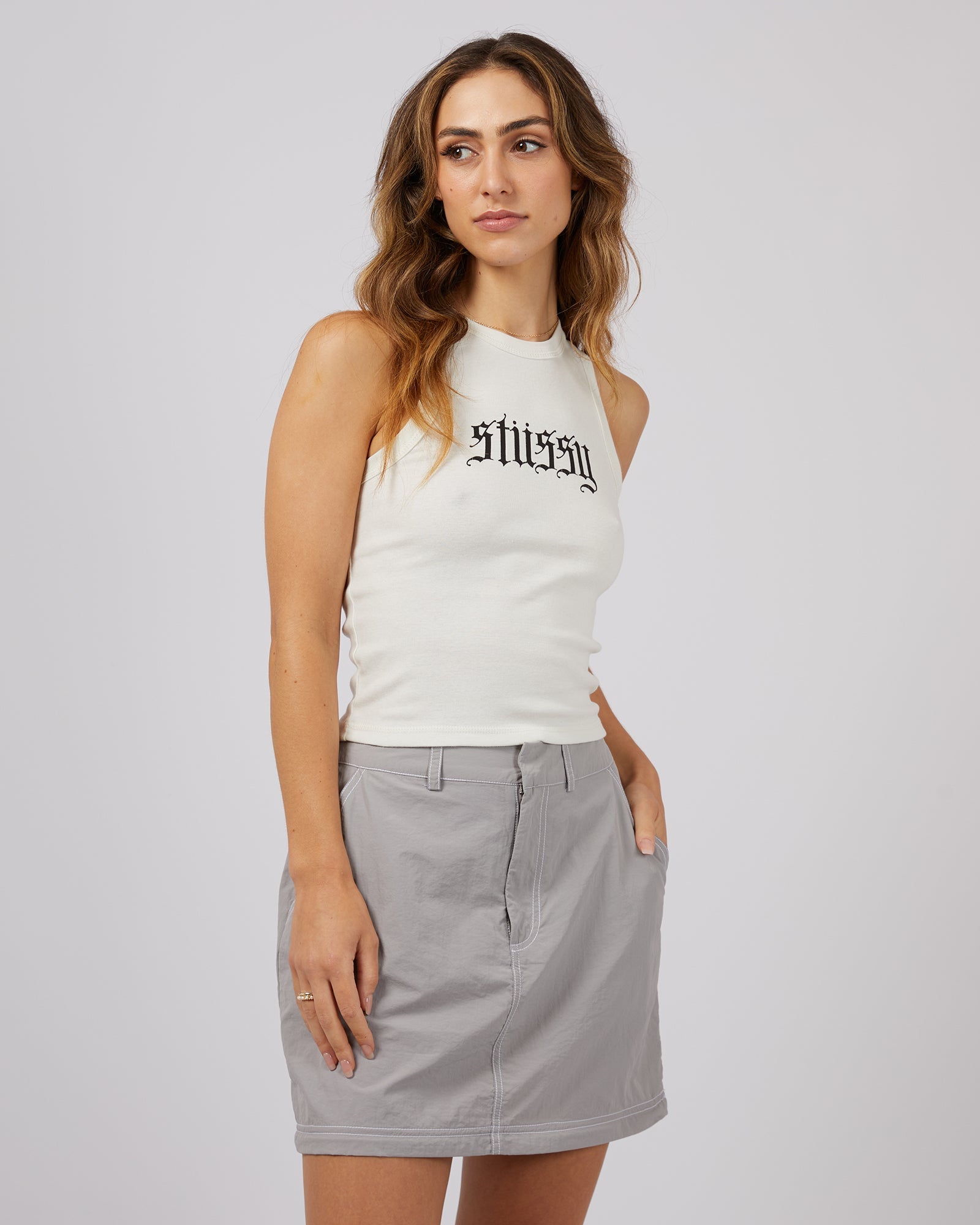 Stussy Rib Tank Washed White