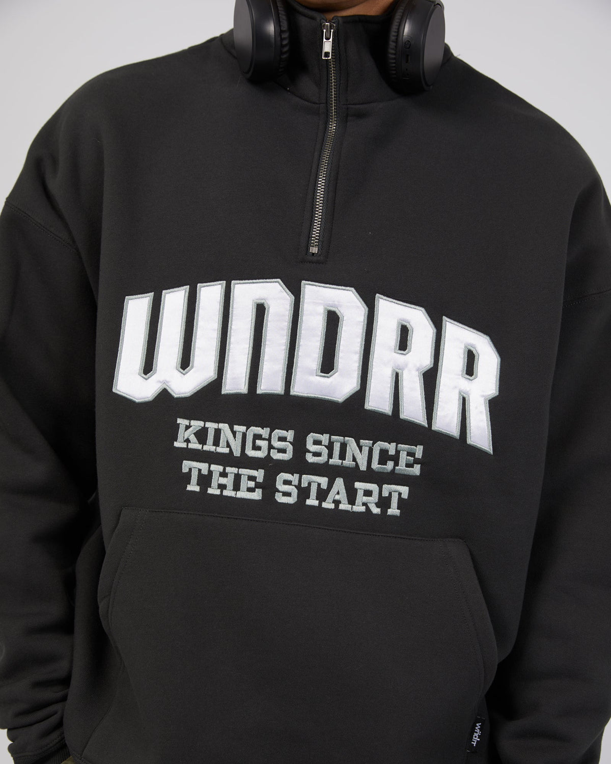 Wndrr-Unrivalled 1/4 Zip Sweat Faded Black-Edge Clothing