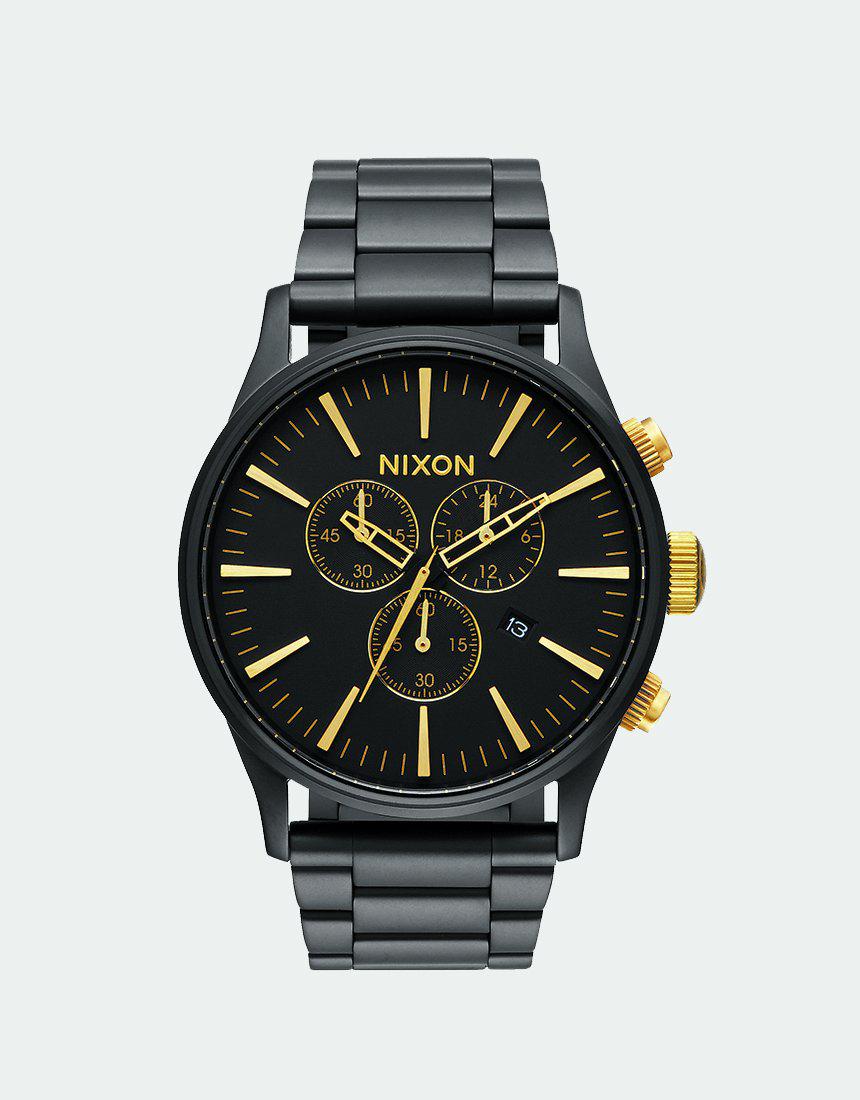 Nixon sentry chrono 2025 black and gold